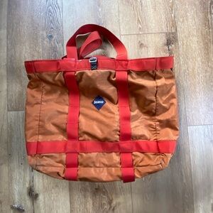 Bravo Orange Canvas Tote Bag with Red Straps